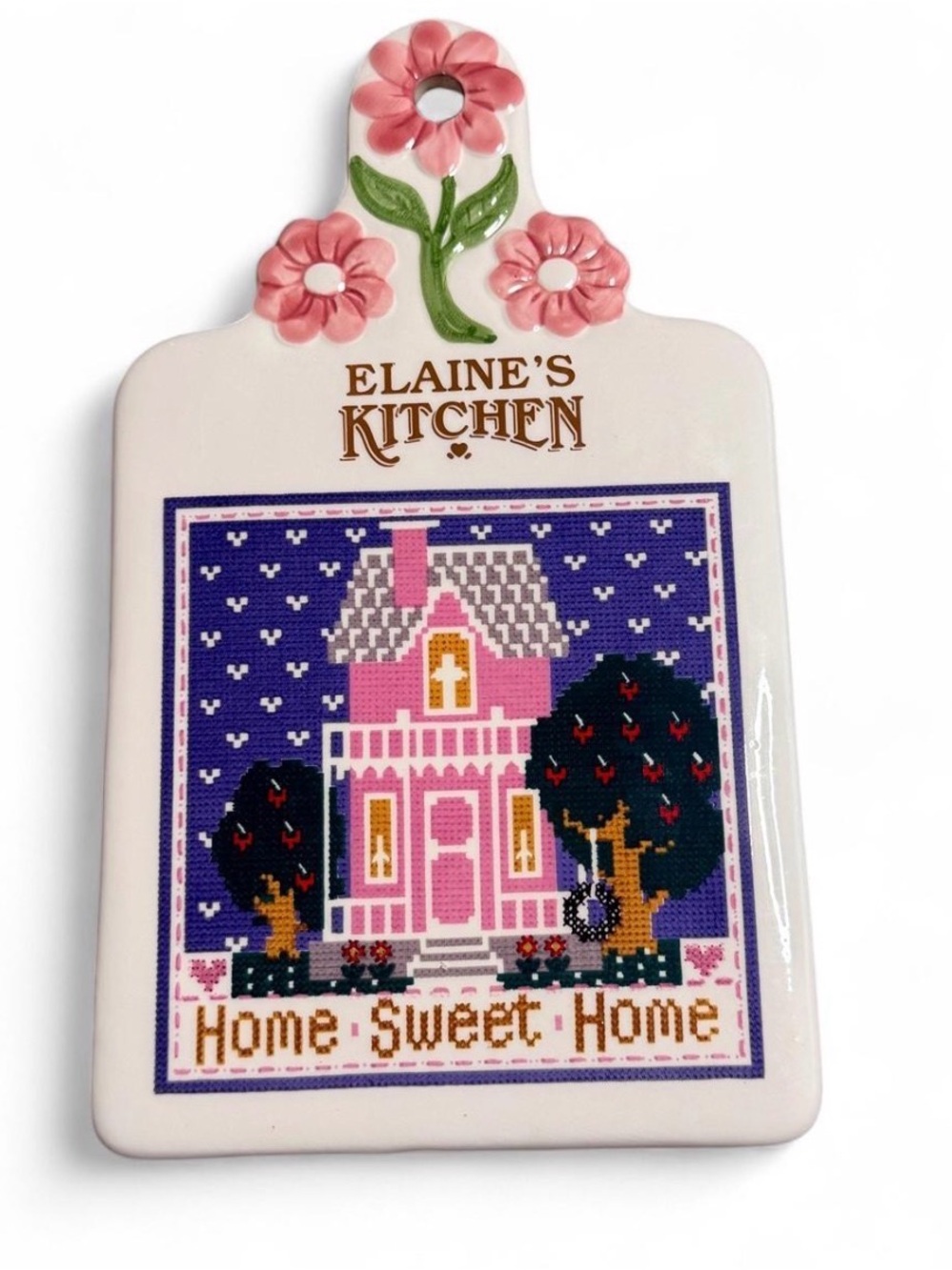 Vintage 1984 Monotex Elaine's Kitchen Ceramic Cutting Board Trivet